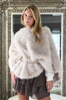 NDP - RoseW Fake Fur Poncho 240403